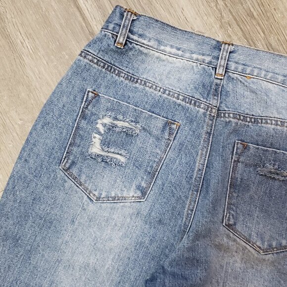 Uppertendom * Relaxed Light Wash Destroyed Jeans M - Picture 5 of 12